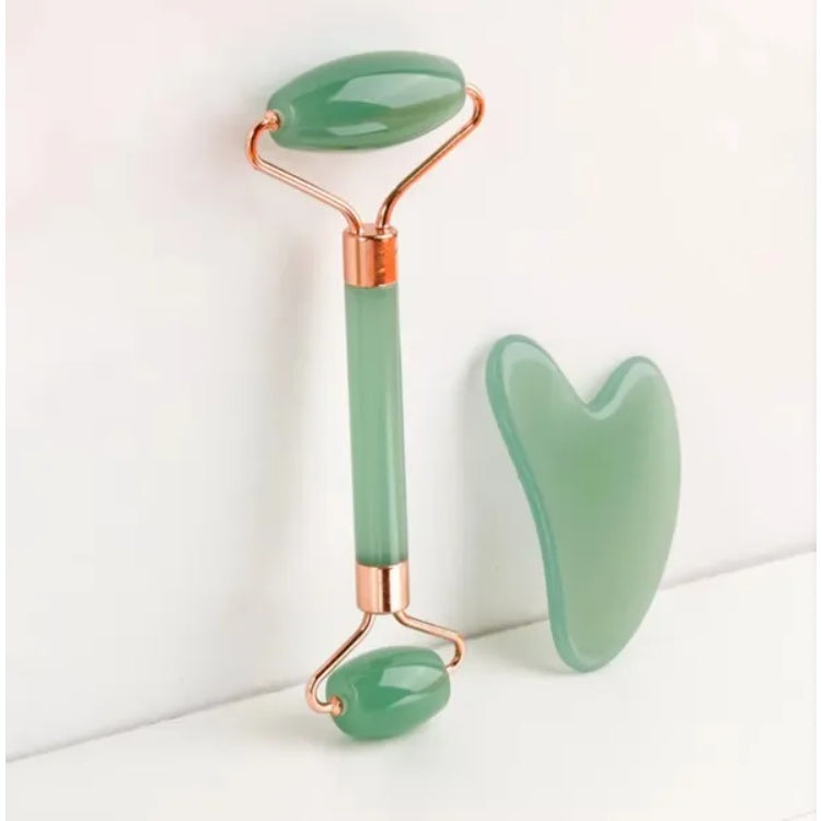 Jade Roller and Gua Sha Set - Natural Facial Massage Tool for Anti-Aging